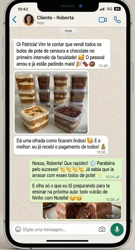 Roberta: vendeu todos os bolos de pote no intervalo da faculdade