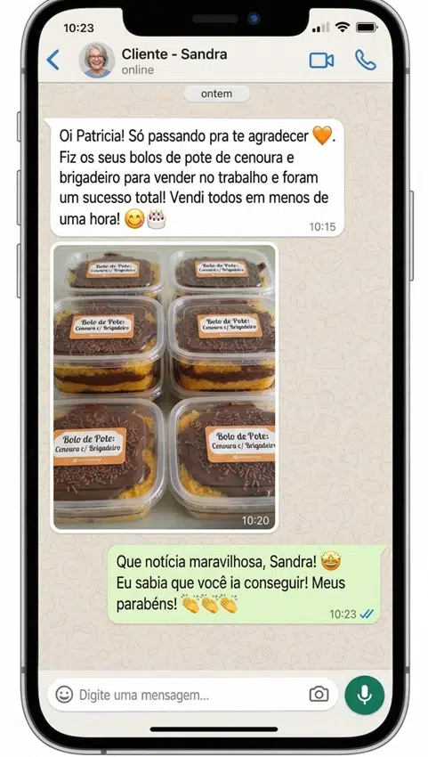 Sandra: vendeu bolos de pote em menos de 1 hora no trabalho